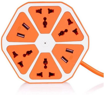 WDS Hexagon Socket Extension Board with 4 USB 2.0Amp Charging Point Surge Protector with 4 Socket Surge Protector (Orange) 4 Socket Surge Protector(Orange, White) Flipkart