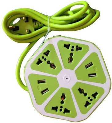 WDS Hexagon Socket Extension Board with 4 USB 2.0Amp Charging Point-Protected Power Strip 4 Socket Surge Protector (Green) 4 Socket Surge Protector(Green, White) Flipkart