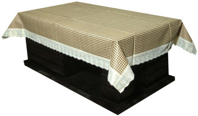 Dakshya Industries Checkered 4 Seater Table Cover(Brown, PVC (Polyvinyl Chloride))