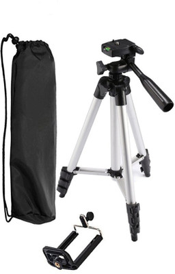 

LIFEMUSIC Mobile Holder Bracket Stand with 3D Head & Quick Release Plate Tripod-3110 Portable Adjustable Aluminum Lightweight Camera Stand Tripod Kit(Silver & Black, Supports Up to 1500)