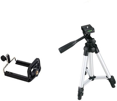 

LIFEMUSIC Tripod-3110 Portable Adjustable Aluminum Lightweight Camera Stand With Three-Dimensional Head & Quick Release Plate For Video Cameras and mobile Tripod // Portable & Foldable Camera - Mobile Tripod With Mobile Clip Holder Bracket , // Fully Flex