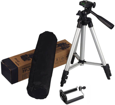 

LIFEMUSIC Tripod 3110 For SLR Camera & Mobile Phone Selfie Holder Clip Combo Tripod Kit Tripod(Silver & Black, Supports Up to 1500 g)