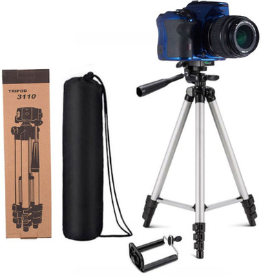

Blue Birds Tripod-3110 Adjustable Aluminum Lightweight Camera Stand With Three-Dimensional Head & Quick Release Plate For Video Cameras and mobile Stand Tripod(Silver, Black, Supports Up to 1500)