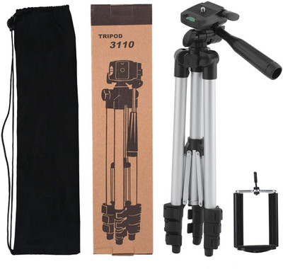 

LIFEMUSIC Tripod-3110 Adjustable Aluminum Lightweight Camera Stand With Three-Dimensional Head & Quick Release Plate For Video Cameras and mobile Stand Tripod(Silver & Black, Supports Up to 1500 g)