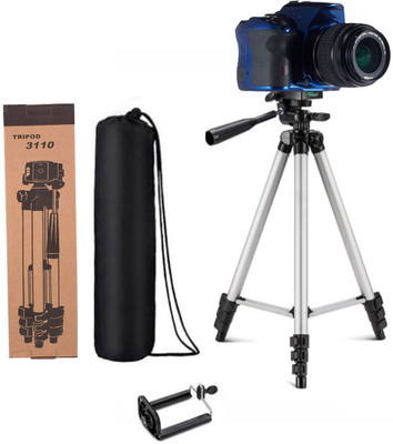 

m s megaslim Tripod-3110 Adjustable Aluminum Lightweight Camera Stand With Three-Dimensional Head & Quick Release Plate For Video Cameras and mobile Stand Tripod(Silver, Black, Supports Up to 1500)