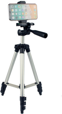 

Blue Birds Tripod-3110 Adjustable Aluminum Lightweight Camera Stand With Three-Dimensional Head & Quick Release Plate For Video Cameras and Mobile Holder Tripod(Silver, Black, Supports Up to 1500)