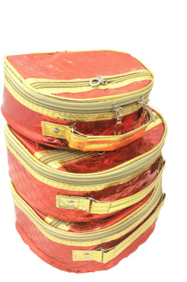 

shamax SHINY DIAMOND 3 P.C. SET COSMATIC BAG (RED) pouch_potli Vanity Box(Red)