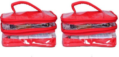 

Pretty Krafts Vanity Box Double Zipper Rectangle 2 Vanity Box(Red)