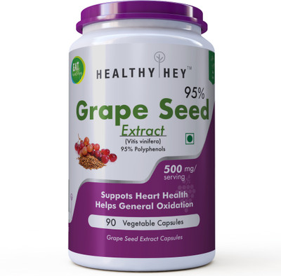 

HealthyHey Nutrition Grape Seed Extract | Maximum Strength | 500 mg | 90 Veggie Caps(90 No)