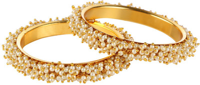 Efulgenz Alloy Pearl Gold-plated Bangle Set(Pack of 2)