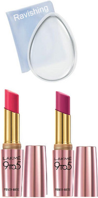 

ravishing PUFF, LAKME 9 TO 5 LIPSTICK IN 2 SHADES(Set of 3)
