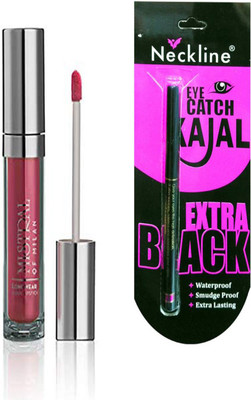 

mistral of milan long wear peach candy liquid lipstick and nackline kajal(Set of 2)