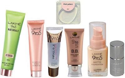 

pink palace Silicon puff, naturale CC cream, weightless mousse foundation, mattifying primer, B.B. cream, matte foundation, mirror nail polish(Set of 7)