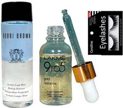 

caroline Eyelashes & Gold Radiance Face Serum & Makeup Remover(Set of 3)