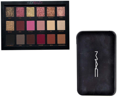 

Huda Beauty Rose Gold Edition Eyeshadow Palette - 18 Shades 5 ml (Multicolor) with MAC 12 Piece Makeup Brush Set (Pack of 12)(Set of 2)