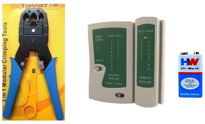 

Inditrust Combo of Crimping Tool Lan Cable Tester and 9V battery Combo Set