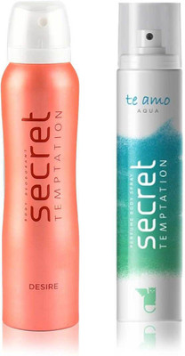 

Secret Temptation Desire and Te Amo Aqua Body Mist - For Women(170 ml, Pack of 2)