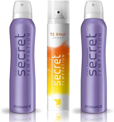 

Secret Temptation 2 Romance and Te Amo Breeze Body Mist - For Women(420 ml, Pack of 3)