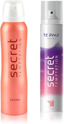 

Secret Temptation Desire and Te Amo Pearl Body Mist - For Women(170 ml, Pack of 2)