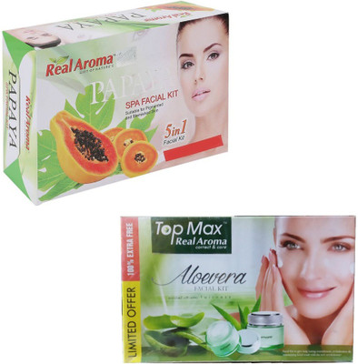 Real Aroma Papaya & Aloe Vera Facial Kit 620 g(Set of 2)