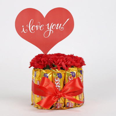Ferns N Petals Carnations & 5 Star Chocolate Bouquet Combo(550gms)