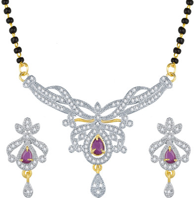 AADITA Metal, Alloy Gold-plated Pink, White Jewellery Set(Pack of 1)