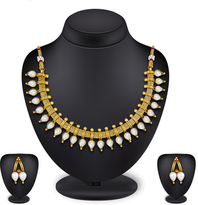 LUXOR Alloy Gold-plated Gold, White Jewellery Set(Pack of 1)