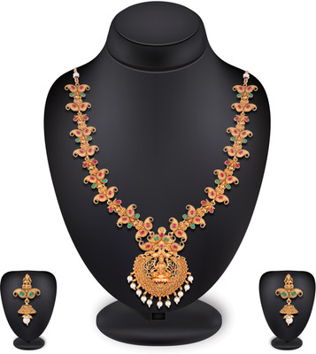 AADITA Metal, Alloy Gold-plated Green, Pink, White Jewellery Set(Pack of 1)