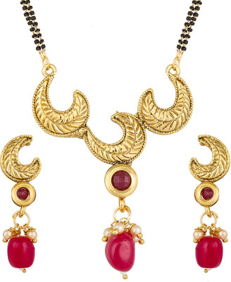 LUXOR Alloy Gold-plated Black, Red, Pink Jewellery Set(Pack of 1)