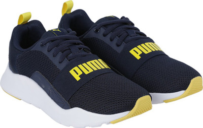 

Puma Boys & Girls Lace Running Shoes(Blue, Peacoat-blazing yellow