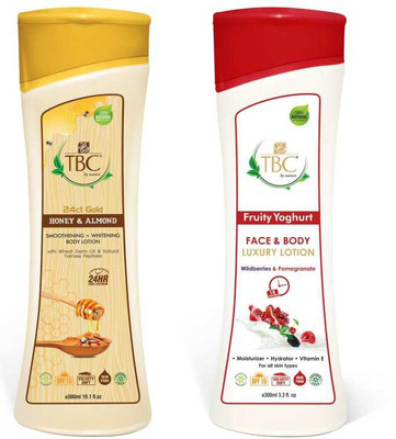 

TBC COMBO OF 24ct GOLD HONEY AND ALMOND BODY LOTION AND FRUITY YOGHURT FACE AND BODY LUXURY LOTION(1000 ml)