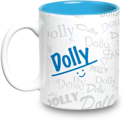 

LOF Dolly Name Gift Ceramic Inside Blue Gifts For Birthday Ceramic Mug(325 ml)