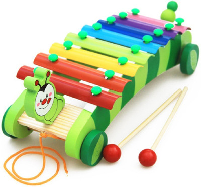 

Wishkey Multi colour wooden dragging animal xylophone(Multicolor)