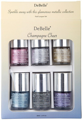 

DeBelle Nail Lacquer set Champagne Cheer gift pack of 6 Chrome Glaze, Chrome Silver , Chrome Gold , Aqua Frenzy , Shimmer Top Coat , Chrome Wine(Pack of 6)