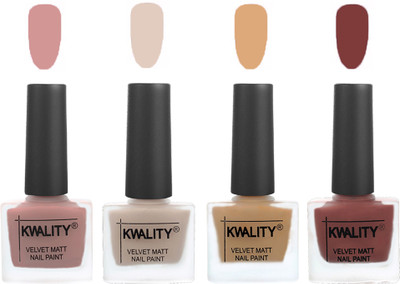 

Kwality Premium Quality Dull Velvet Matte Nail Polish Flat Brush Exclusive Combo (2201201986 ) Salmon,Light Beige,Beige,Dark Tan(Pack of 4)
