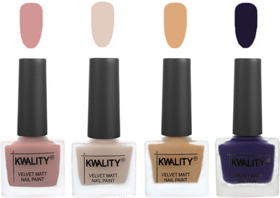 

Kwality Premium Quality Dull Velvet Matte Nail Polish Flat Brush Exclusive Combo (2201201999 ) Salmon,Light Beige,Beige,Royal Blue(Pack of 4)
