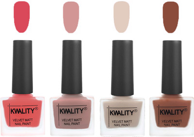 

Kwality Premium Quality Dull Velvet Matte Nail Polish Flat Brush Exclusive Combo (2201201964 ) Baby Pink,Salmon,Light Beige,Brown(Pack of 4)