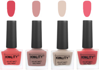 

Kwality Premium Quality Dull Velvet Matte Nail Polish Flat Brush Exclusive Combo (2201201974 ) Baby Pink,Salmon,Light Beige,Nude Pink(Pack of 4)