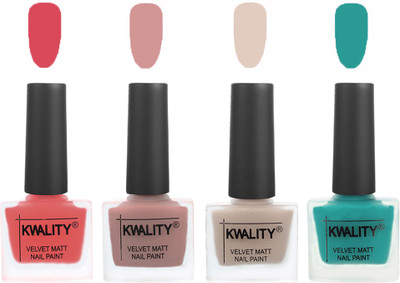 

Kwality Premium Quality Dull Velvet Matte Nail Polish Flat Brush Exclusive Combo (2201201972 ) Baby Pink,Salmon,Light Beige,Sea Green(Pack of 4)
