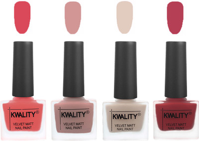 

Kwality Premium Quality Dull Velvet Matte Nail Polish Flat Brush Exclusive Combo (2201201984 ) Baby Pink,Salmon,Light Beige,Rani Pink(Pack of 4)