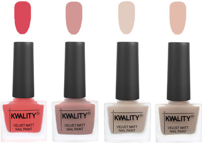 

Kwality Premium Quality Dull Velvet Matte Nail Polish Flat Brush Exclusive Combo (2201201969 ) Baby Pink,Salmon,Light Beige,Light Baby Nude(Pack of 4)