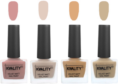 

Kwality Premium Quality Dull Velvet Matte Nail Polish Flat Brush Exclusive Combo (2201202008 ) Salmon,Light Beige,Beige,Nude(Pack of 4)