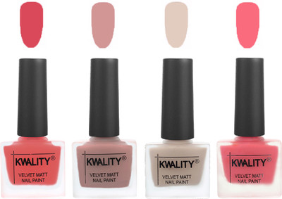 

Kwality Premium Quality Dull Velvet Matte Nail Polish Flat Brush Exclusive Combo (2201201971 ) Baby Pink,Salmon,Light Beige,Frozen Pink(Pack of 4)