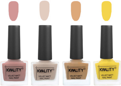 

Kwality Premium Quality Dull Velvet Matte Nail Polish Flat Brush Exclusive Combo (2201201994 ) Salmon,Light Beige,Beige,Yellow(Pack of 4)