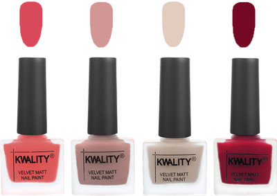 

Kwality Premium Quality Dull Velvet Matte Nail Polish Flat Brush Exclusive Combo (2201201978 ) Baby Pink,Salmon,Light Beige,Berry(Pack of 4)