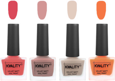 

Kwality Premium Quality Dull Velvet Matte Nail Polish Flat Brush Exclusive Combo (2201201981 ) Baby Pink,Salmon,Light Beige,Peach(Pack of 4)