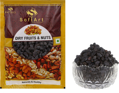 

Soft Art 100% Natural Premium Nuts and Dry Fruit Black Raisins / Kishmis - 500 Grams Raisins(500 g, Vacuum Pack)