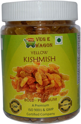 

Veg E Wagon Kishmish (Raisins) Yellow Bold Premium 250 In Pet Jar Raisins(250 g, Plastic Bottle)