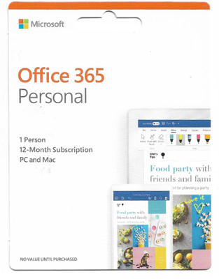

Microsoft Office 365 Personal 1 Person 12 Month Subscription 2019 PC/MAC(1)