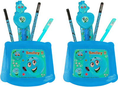 

Fully Combo Of 2 Pencil Holder For Kids With Pencil, Eraser, Sharpener & Scale, For Kids, Pack Of 1 NA Art Plastic Pencil Boxes(Set of 7, Blue)